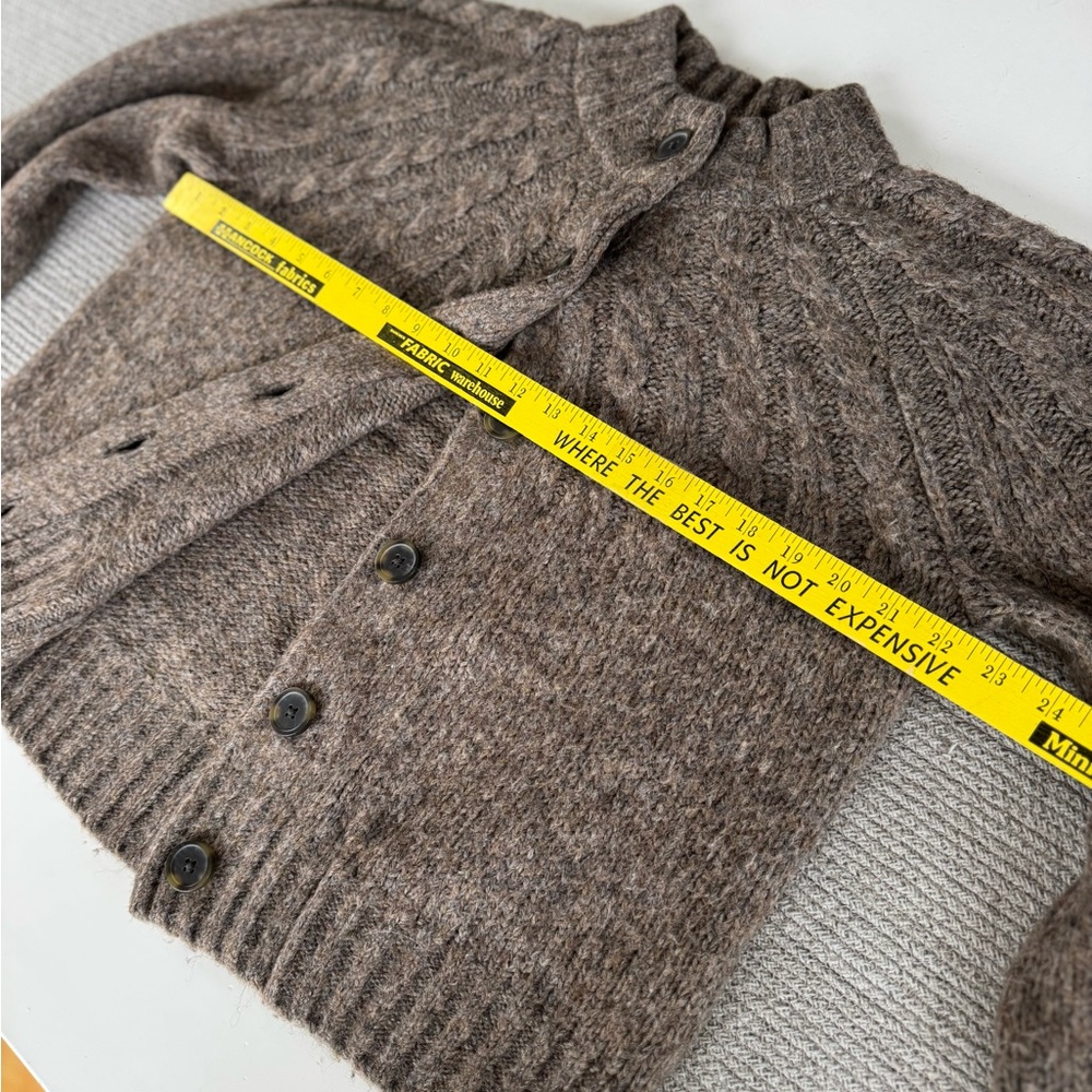 Madewell Harwood Cableknit Mockneck Cardigan Sweater in Heather Otter Sz Small - Picture 12 of 16